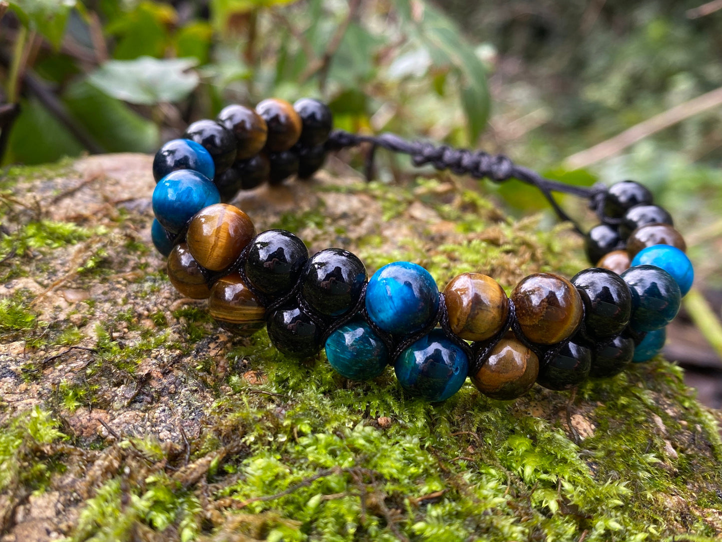 Unisex Tiger’s Eye & Blue Tiger’s Eye Bracelet -Beaded Chakra Bracelet - natural Tiger’s Eye -Healing, Yoga Positive Energy