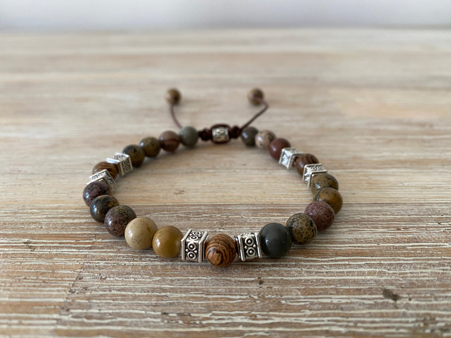 Natural Stone and Wooden Bead Bracelet- Meditation Prayer Yoga Cross Bracelet, Chakra Norse, Viking bracelet