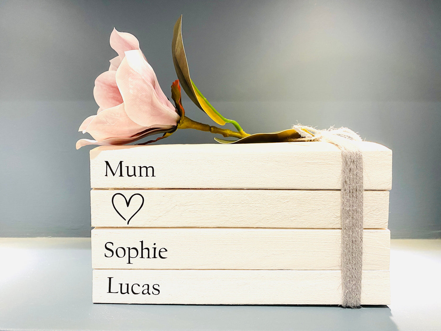 Family Names Book Stack - Real Book Stack- Coffee Table Decor, Bookcase Ornament, Farmhouse Decor,  Gift For Mum, Gift For Nan, Gift Sister