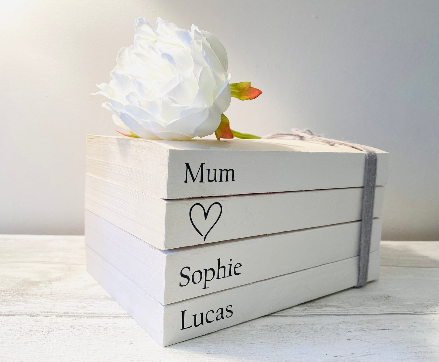 Family Names Book Stack - Real Book Stack- Coffee Table Decor, Bookcase Ornament, Farmhouse Decor,  Gift For Mum, Gift For Nan, Gift Sister
