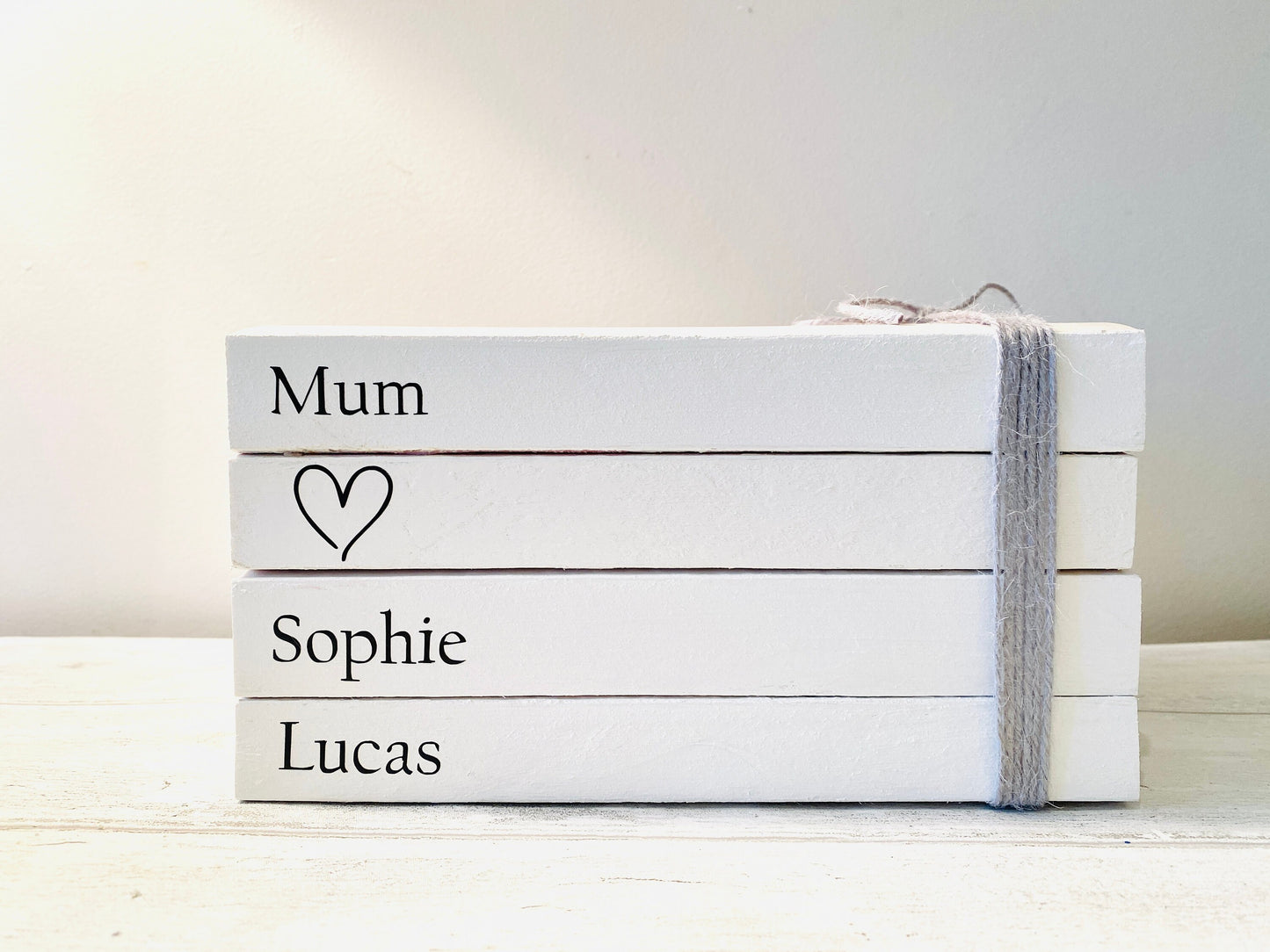 Family Names Book Stack - Real Book Stack- Coffee Table Decor, Bookcase Ornament, Farmhouse Decor,  Gift For Mum, Gift For Nan, Gift Sister