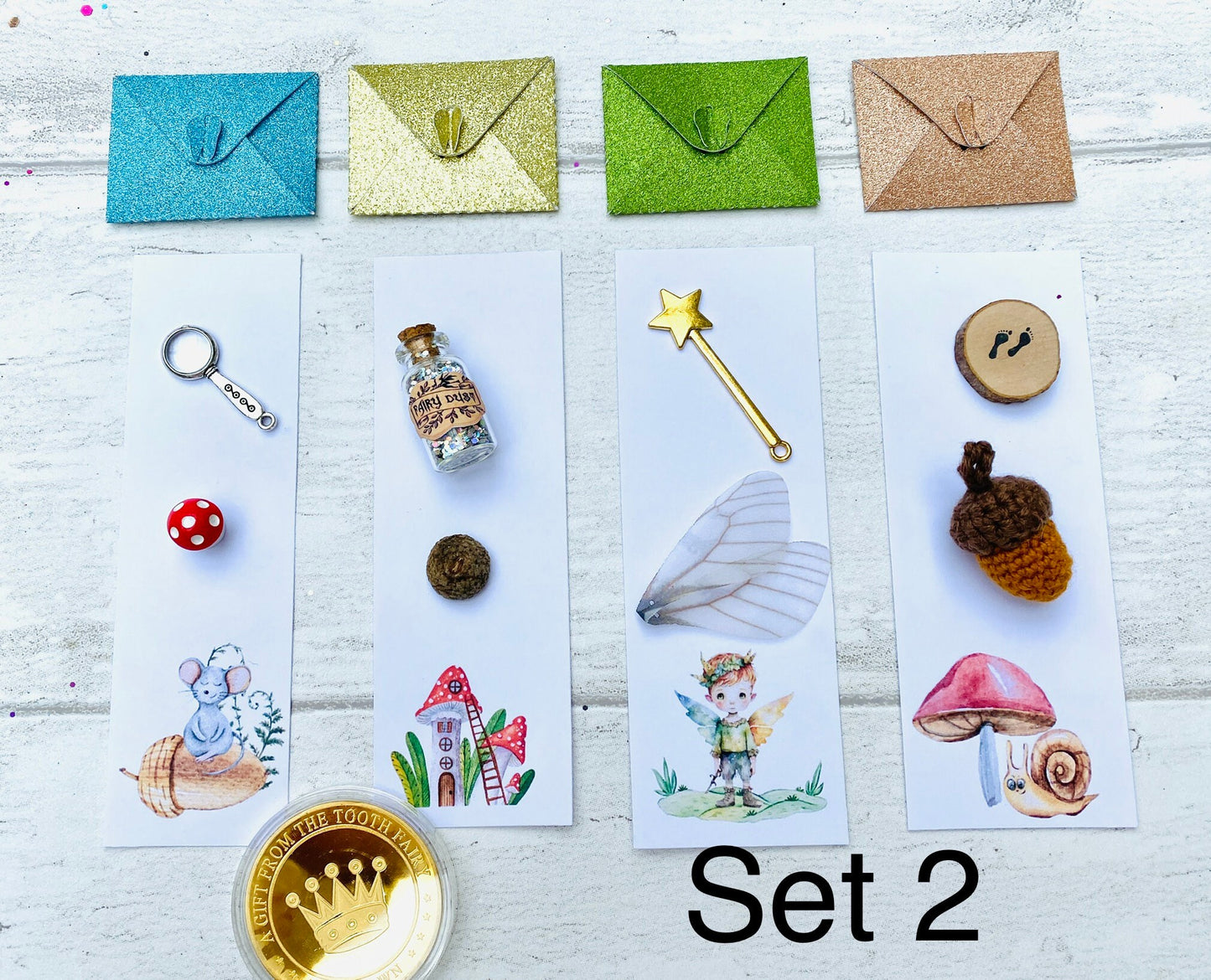 Personalized Tooth Fairy Letter Set with Gold Coin & Glitter Envelope