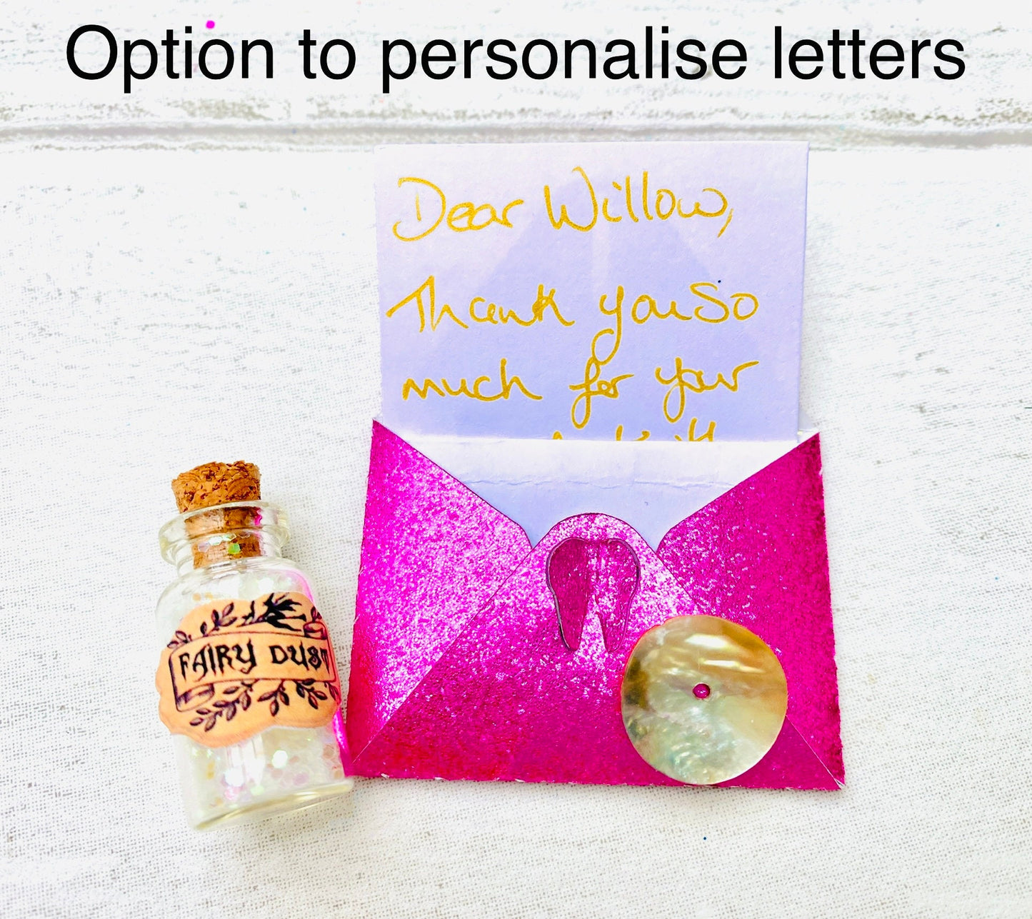 Personalized Tooth Fairy Letter Set with Gold Coin & Glitter Envelope