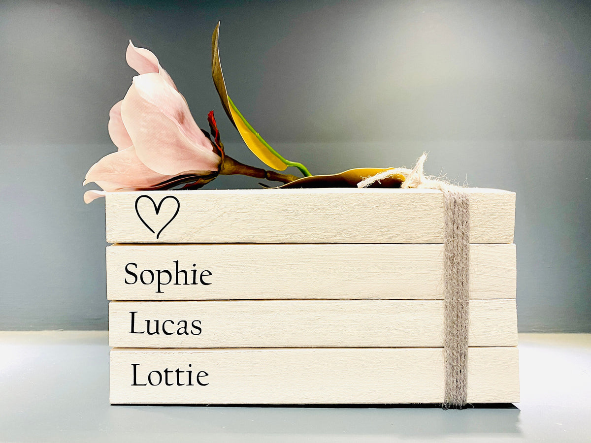 Family Names Personalised Book Stack! White Book Stacks- home decor ornament, coffee table bookshelf decor, wedding decor