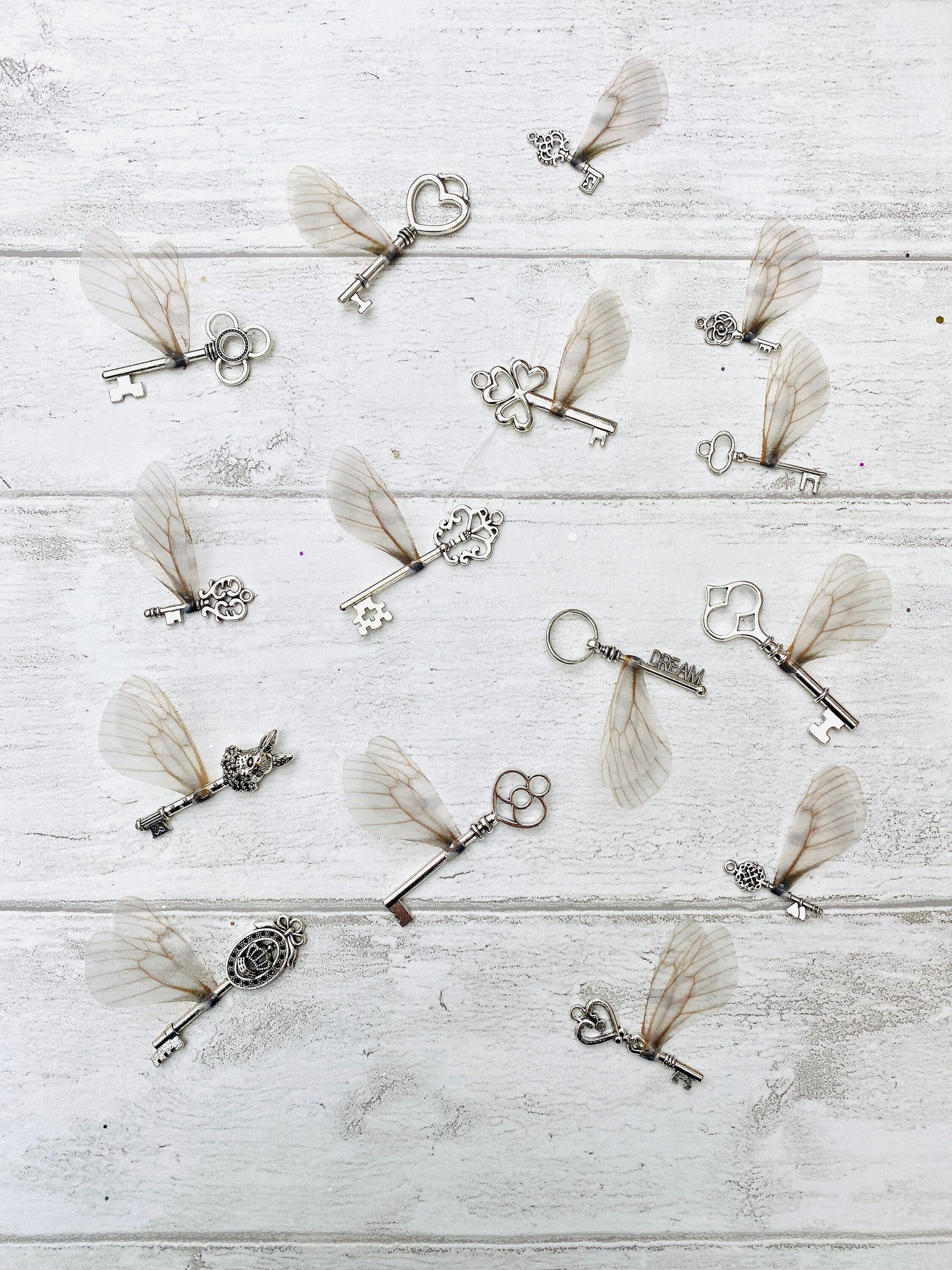 Silver Winged Keys: Magical Flying Key Decor! Whimsical Wedding Decorations, Wizard Wedding,
