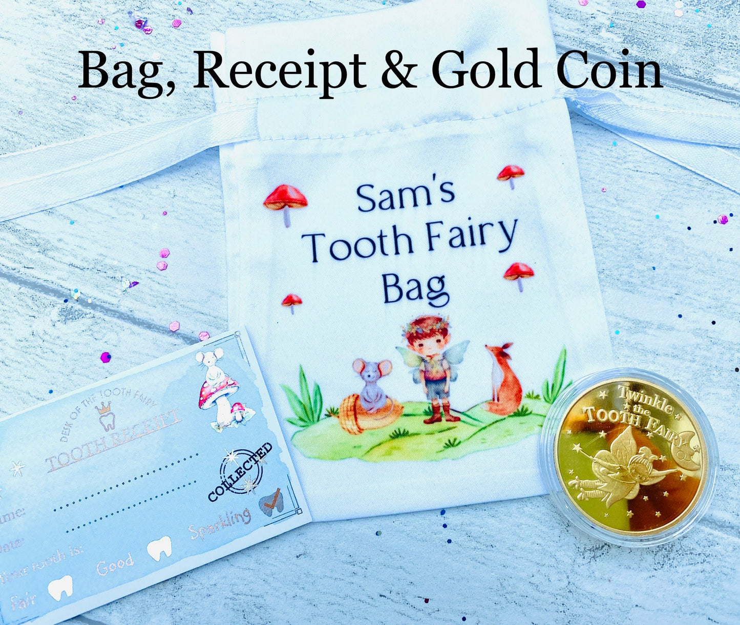 Boys Tooth Fairy Bag- PERSONALISED Loose Tooth Fairy Bag for children to leave teeth in OR for Tooth Fairy gifts to be left in