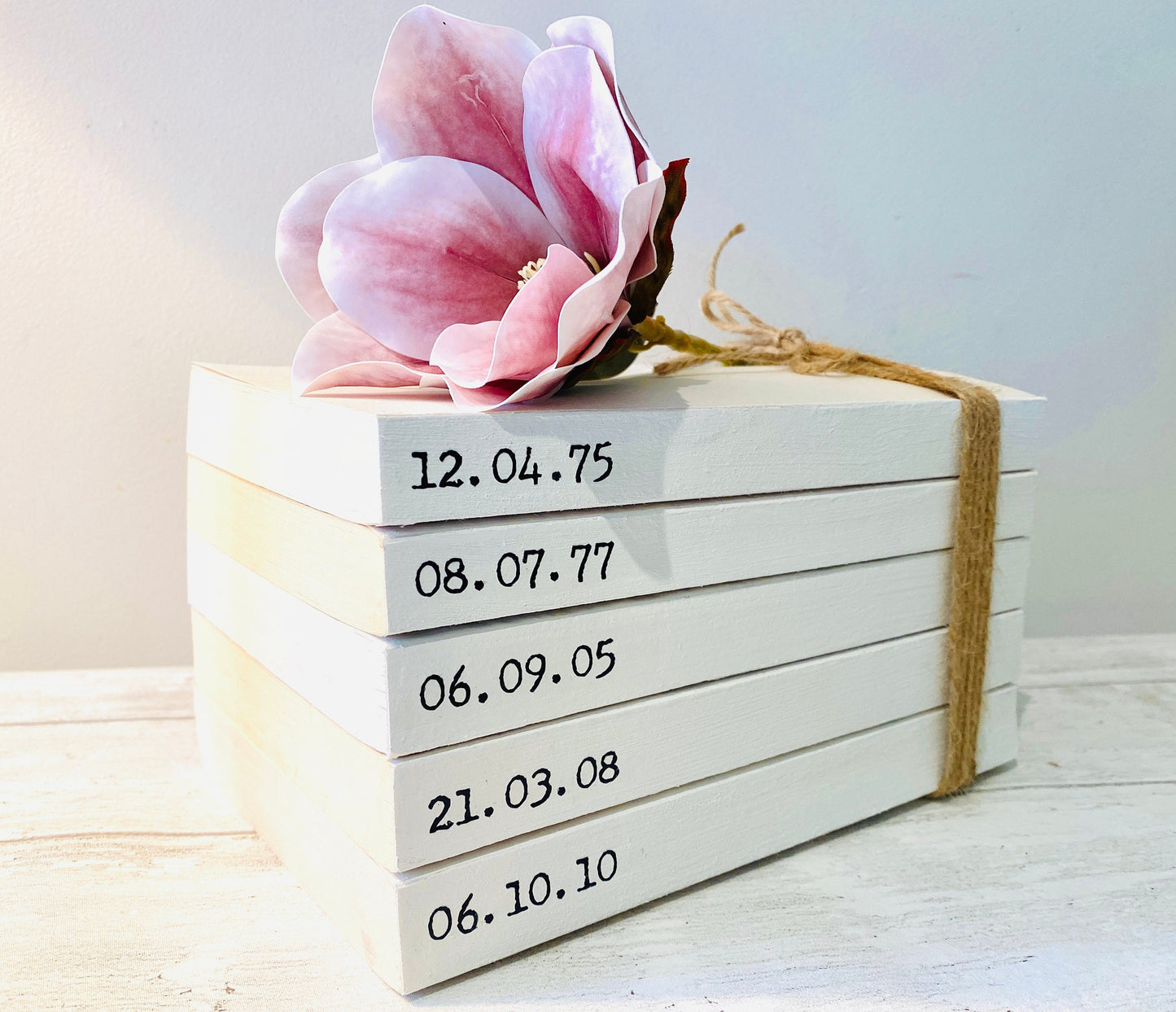 Special Dates Personalised Book Stack! White Book Stacks- home decor ornament, coffee table bookshelf decor, wedding decor