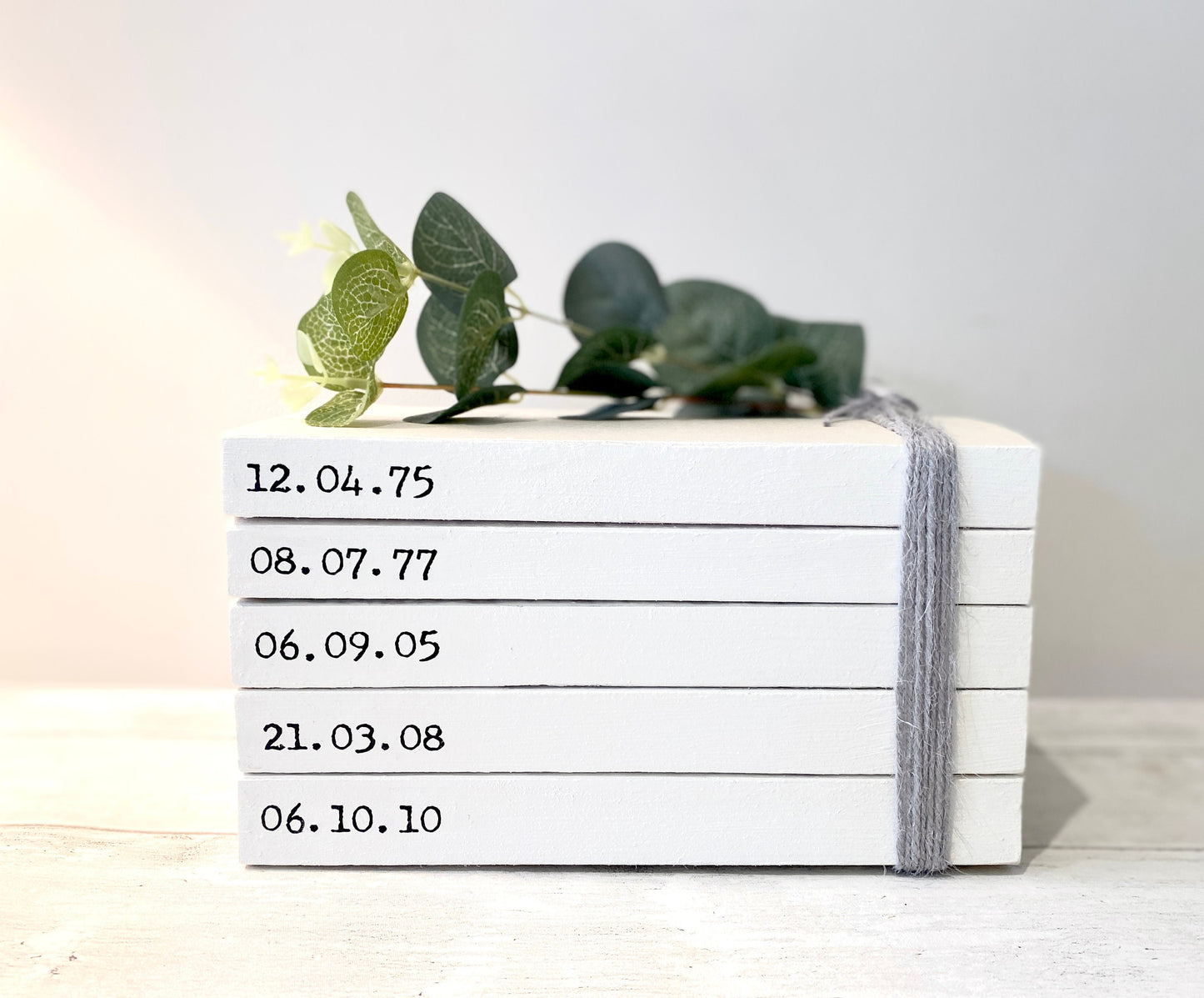 Special Dates Personalised Book Stack! White Book Stacks- home decor ornament, coffee table bookshelf decor, wedding decor