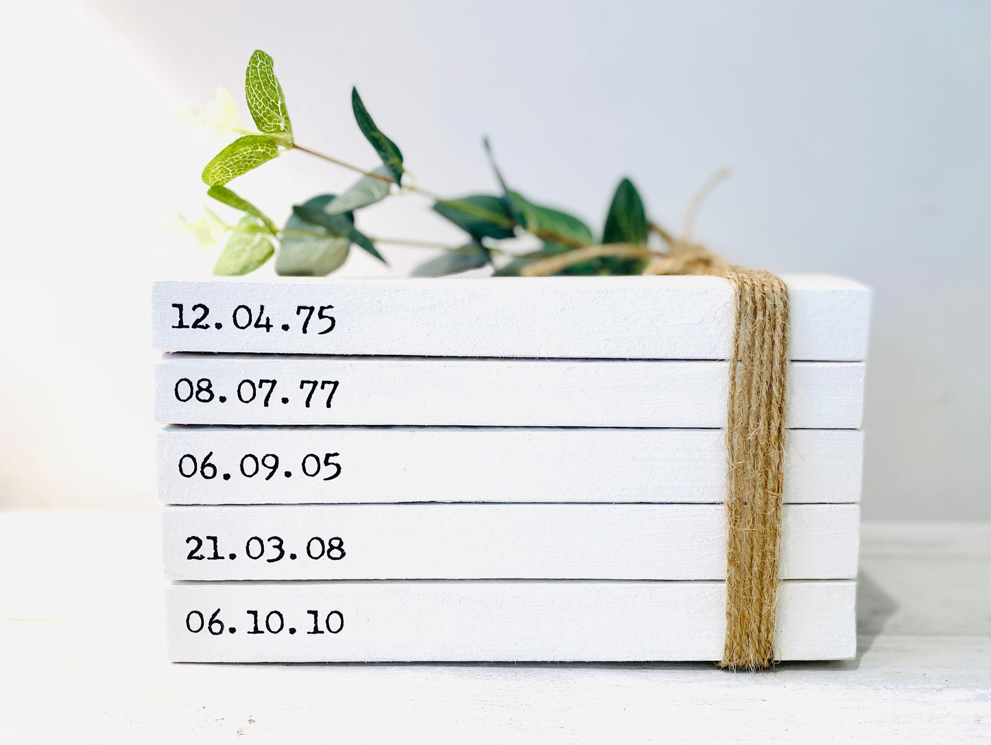 Special Dates Personalised Book Stack! White Book Stacks- home decor ornament, coffee table bookshelf decor, wedding decor