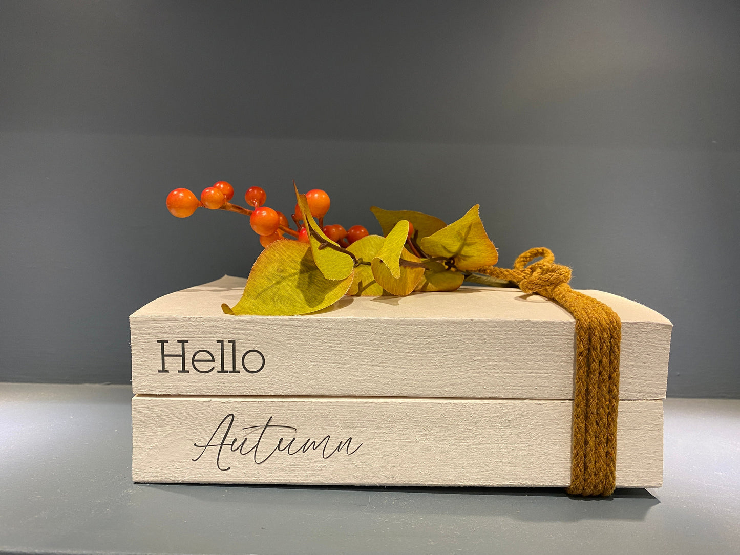 Personalised AUTUMN Welcome Hallway Ornament decor- Autumn book stack- Welcome Sign, hallway Autumn decor- Fall decor
