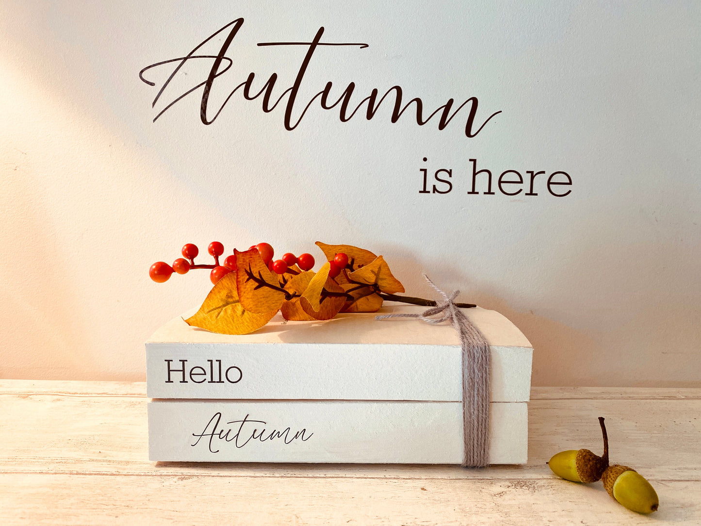 Personalised AUTUMN Welcome Hallway Ornament decor- Autumn book stack- Welcome Sign, hallway Autumn decor- Fall decor