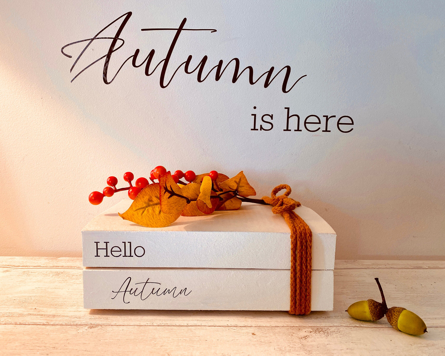 Personalised AUTUMN Welcome Hallway Ornament decor- Autumn book stack- Welcome Sign, hallway Autumn decor- Fall decor