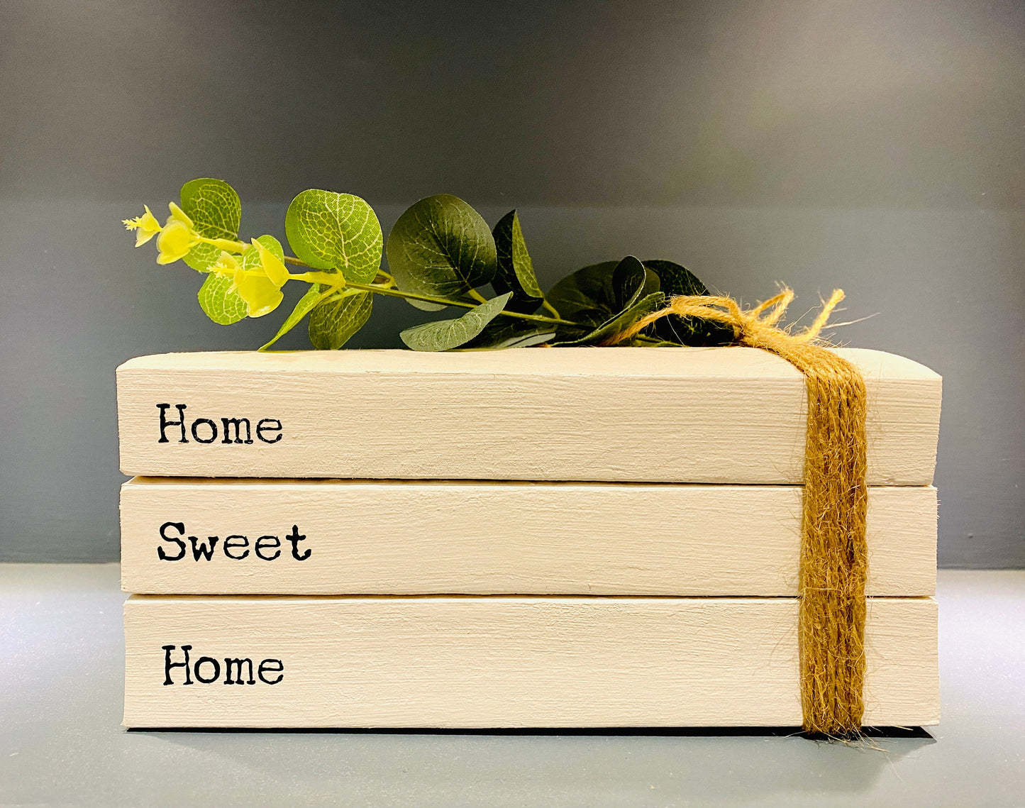 Hom Sweet Home Welcome Hallway Ornament decor- Rustic book stack- Welcome Sign, hallway farmhouse decor