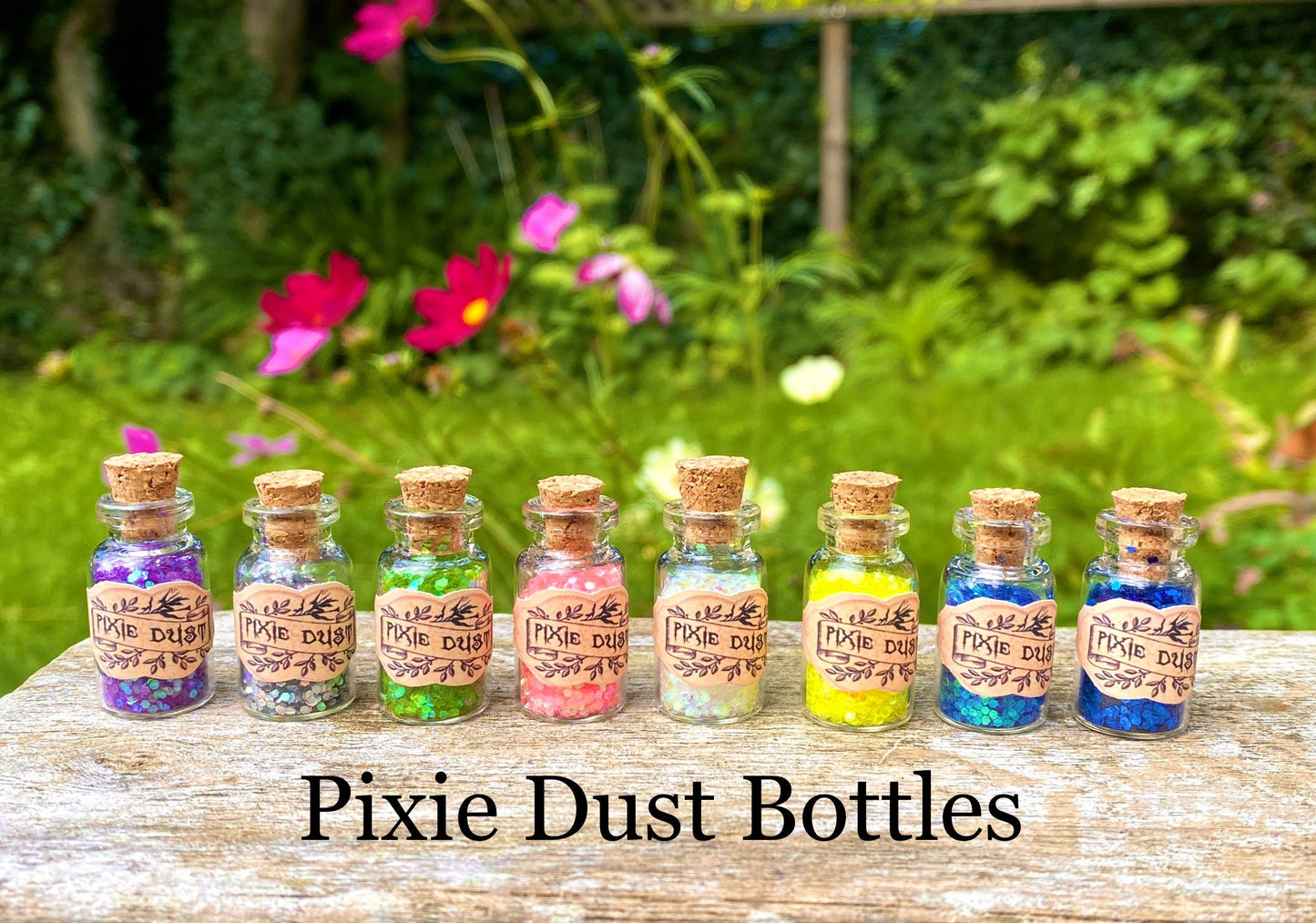 Fairy Dust Bottles - Pixie Dust Bottles- perfect gift from the Tooth Fairy, Party Bag Fillers- mini glass Fairy Dust Glitter Bottles