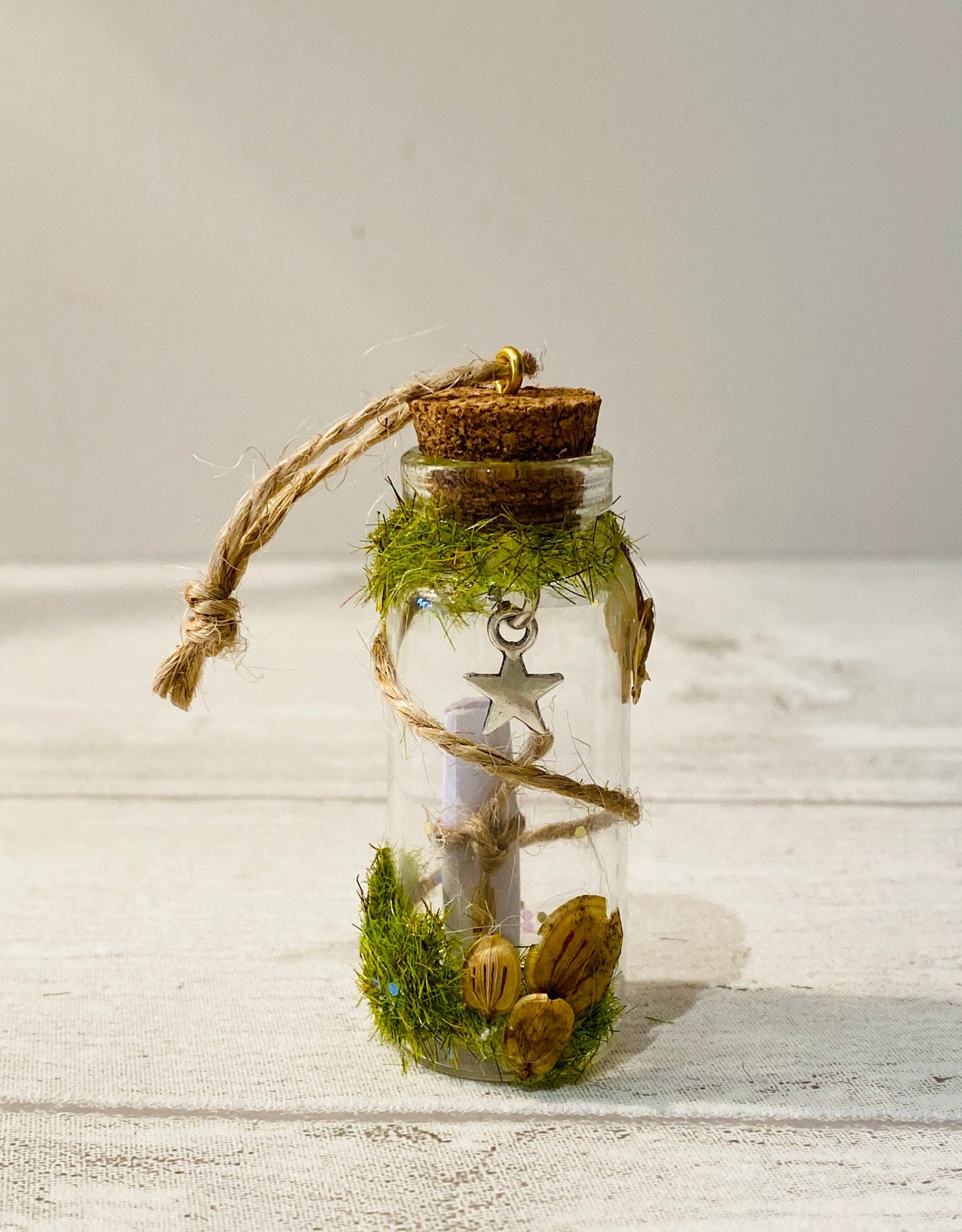 Handmade Message in a Bottle: Woodland Gift with Star Charm