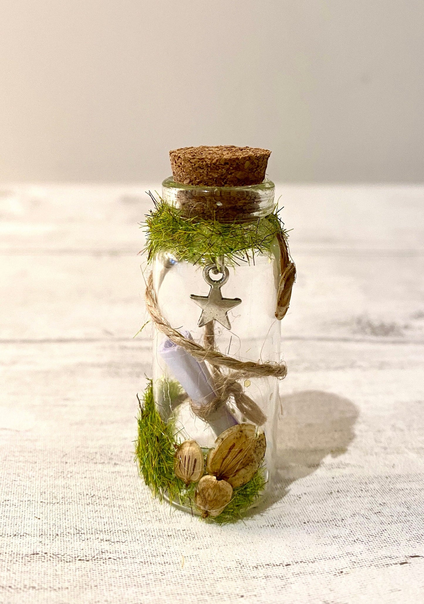 Handmade Message in a Bottle: Woodland Gift with Star Charm