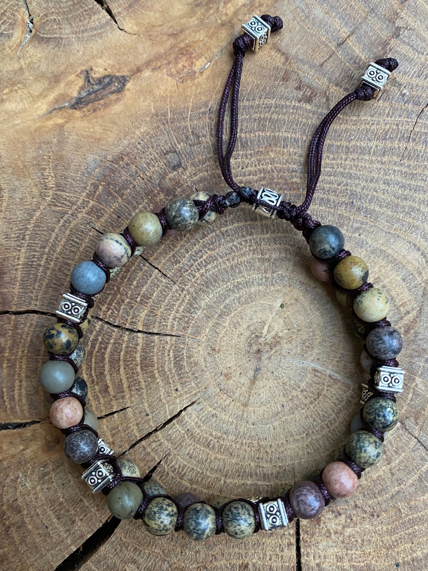 Natural Stone and Wooden Bead Bracelet- Meditation Prayer Yoga Cross Bracelet, Chakra Norse, Viking bracelet
