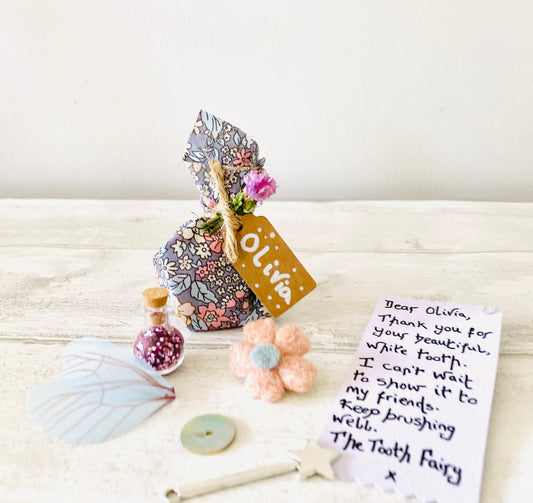 Tooth Fairy Letter & Tooth Fairy Gifts- Girl’s Tooth Fairy Kit (Fairy Dust), Tooth Fairy Note, Custom Tooth Fairy Set