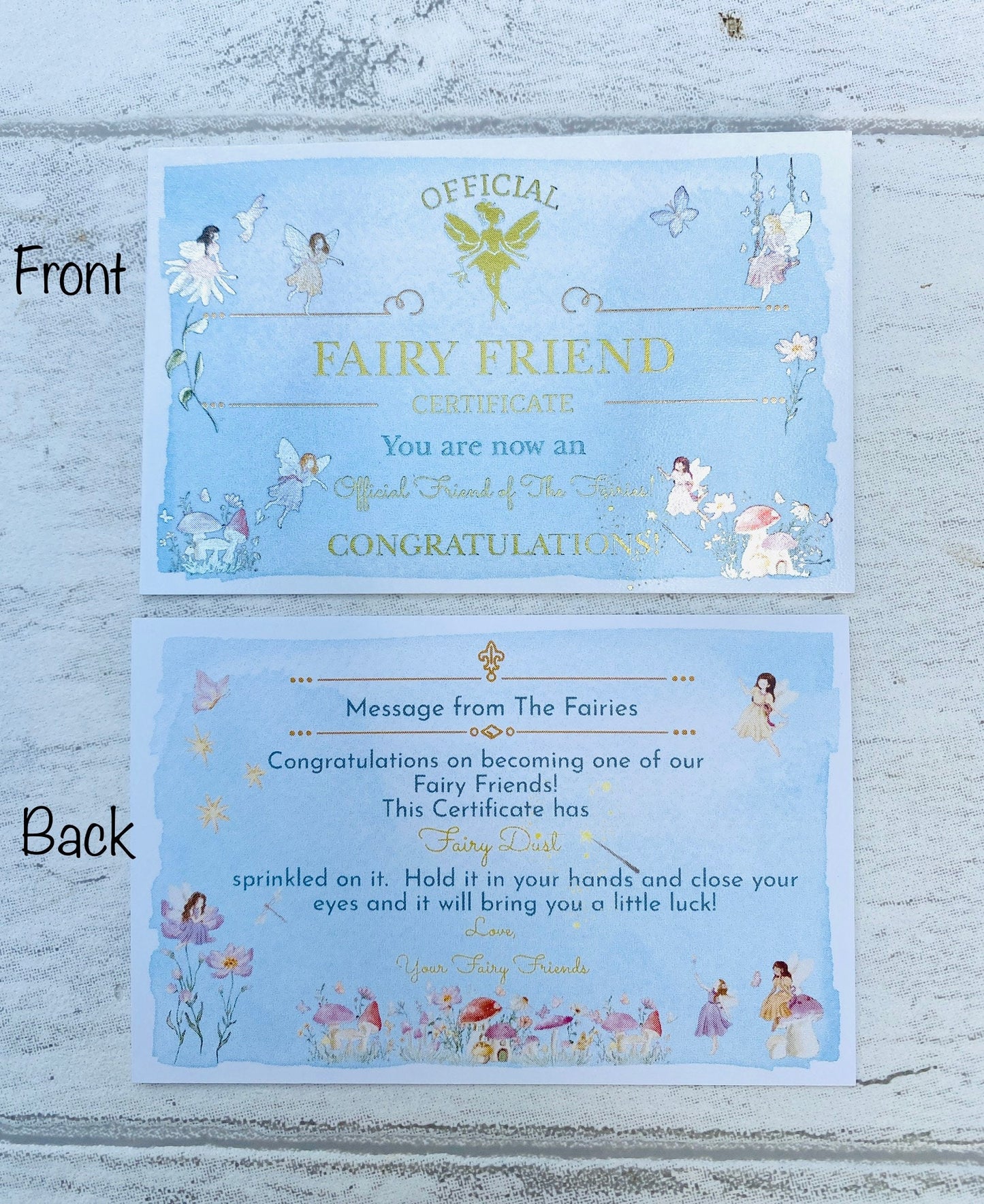 FAIRY FRIEND Certificate! Fairy Reward for Fairy Penpal, Fairy Letters, Good Behaviour- Fairy Gold Coin Gift! Tooth Fairy Gold Coin