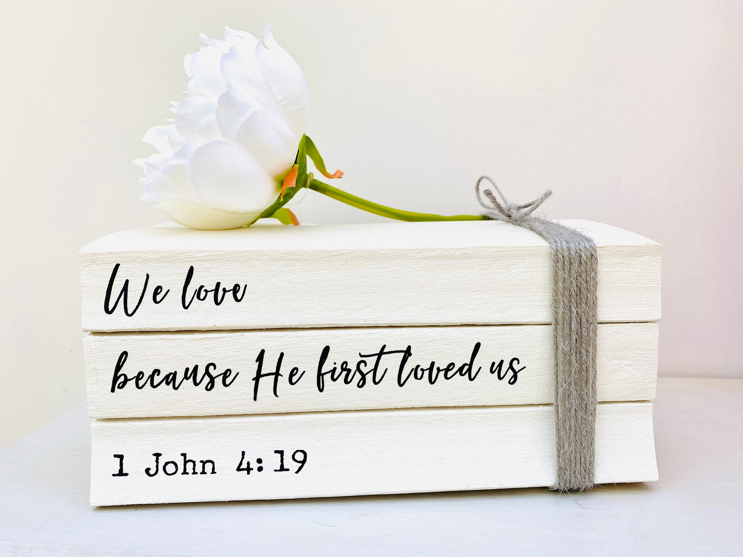 Religious Faith Personalised Book Stack! Faith book stack- Religious Home Decor Ornament, Custom Wedding Table decor/ Faith Gift