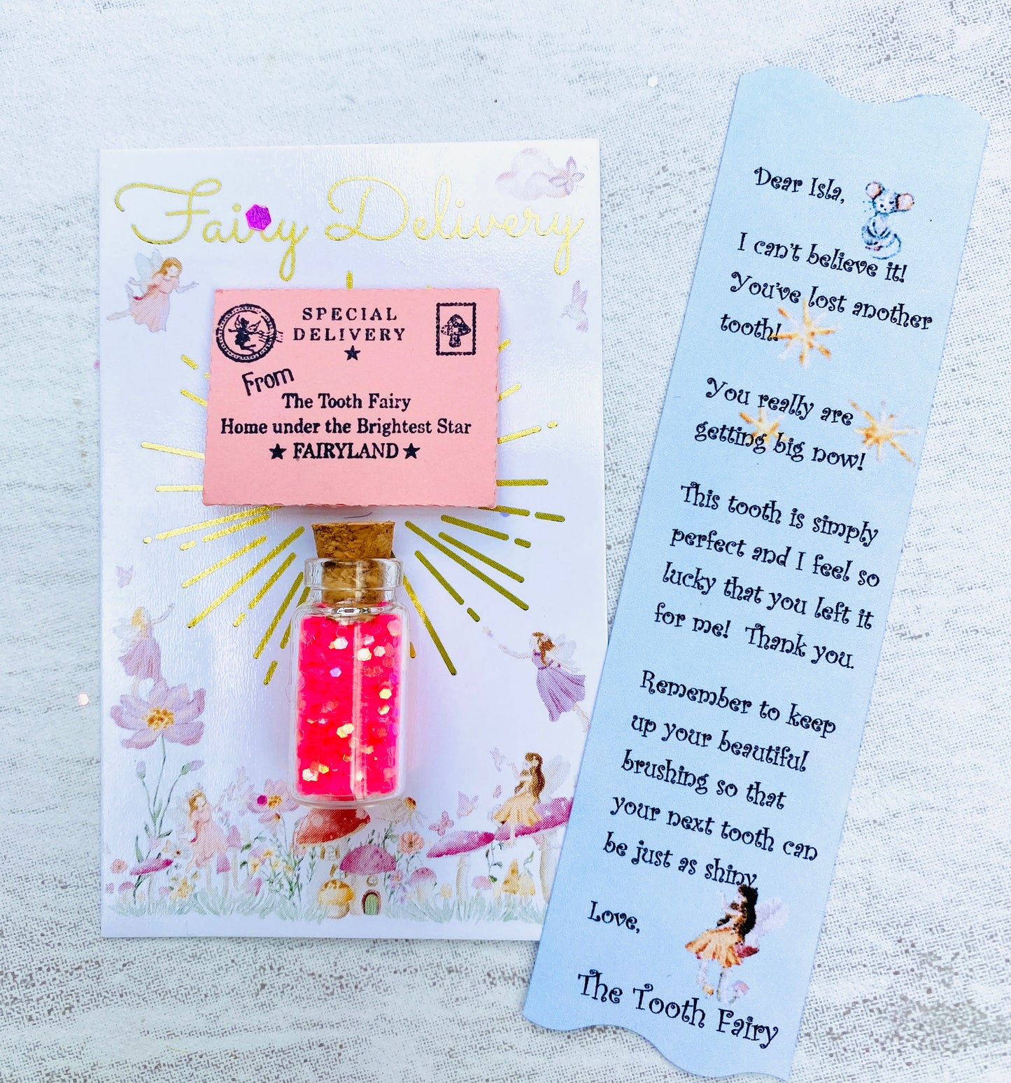 Little Tooth Fairy Letter, Fairy Dust & Gold Coin! Tooth Fairy Kit, Tooth Fairy Gifts, Tooth Fairy Tiny Letter, Little Letter! First Tooth