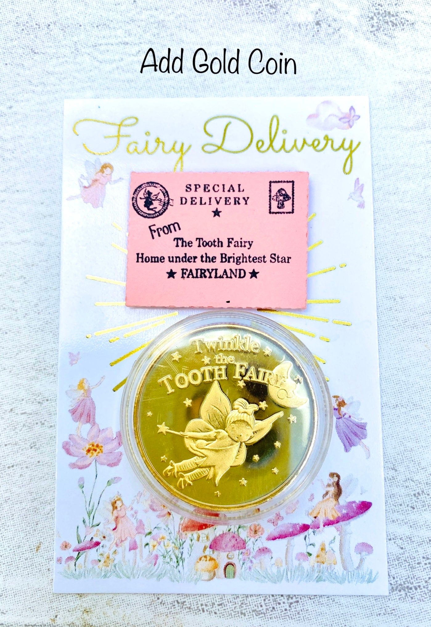 Little Tooth Fairy Letter, Fairy Dust & Gold Coin! Tooth Fairy Kit, Tooth Fairy Gifts, Tooth Fairy Tiny Letter, Little Letter! First Tooth