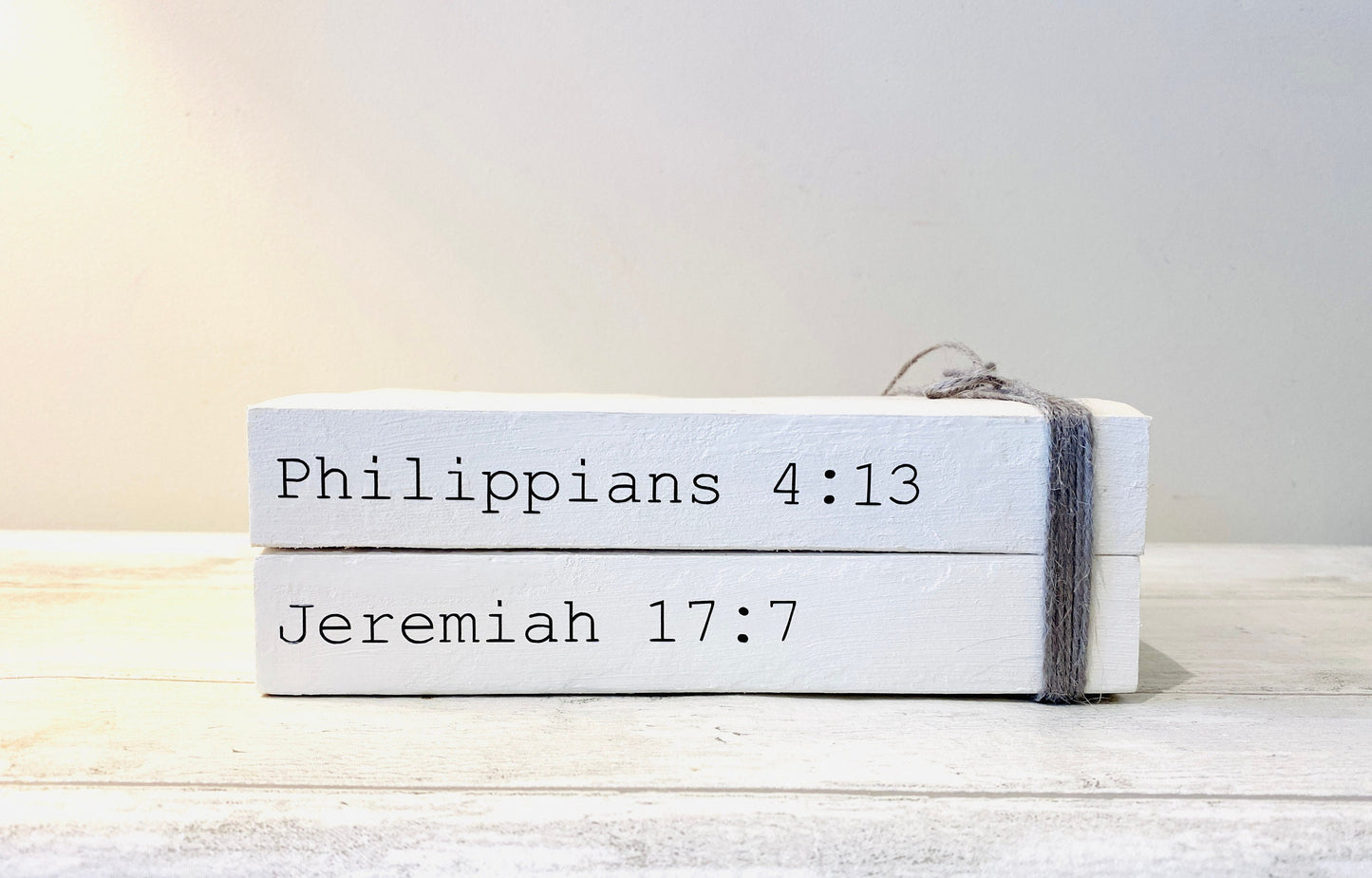 Religious Faith Personalised Book Stack! Faith book stack- Religious Home Decor Ornament, Custom Wedding Table decor/ Faith Gift. Decorative
