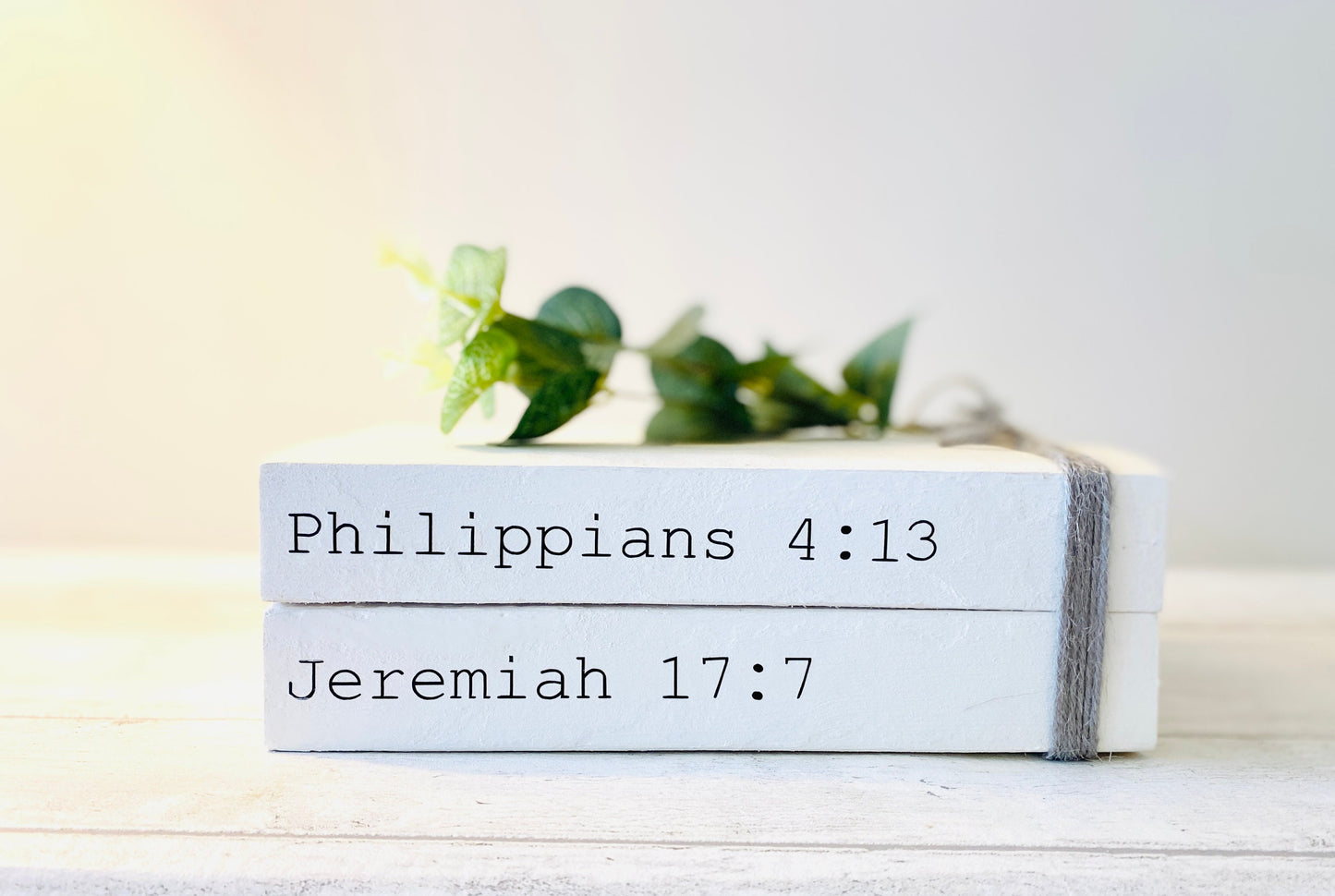 Personalized Religious Book Stack: Faith Home Decor Ornament