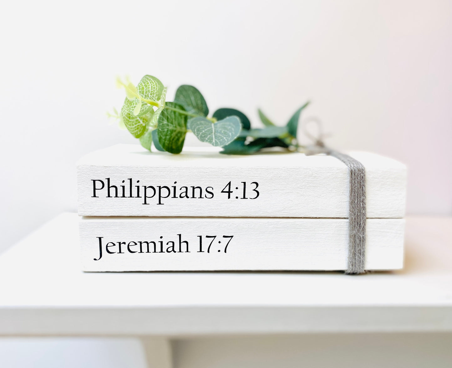 Religious Faith Personalised Book Stack! Faith book stack- Religious Home Decor Ornament, Custom Wedding Table decor/ Faith Gift. Decorative