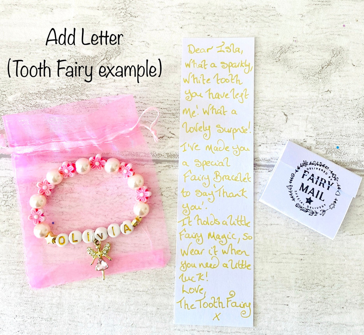 Tooth Fairy Bracelet Fairy Gift & Letter! Party Bag Fillers, Fairy Gift Fairy for Fairy Party Bags! Tooth Fairy Letter and Gift! First Tooth Gold Coin