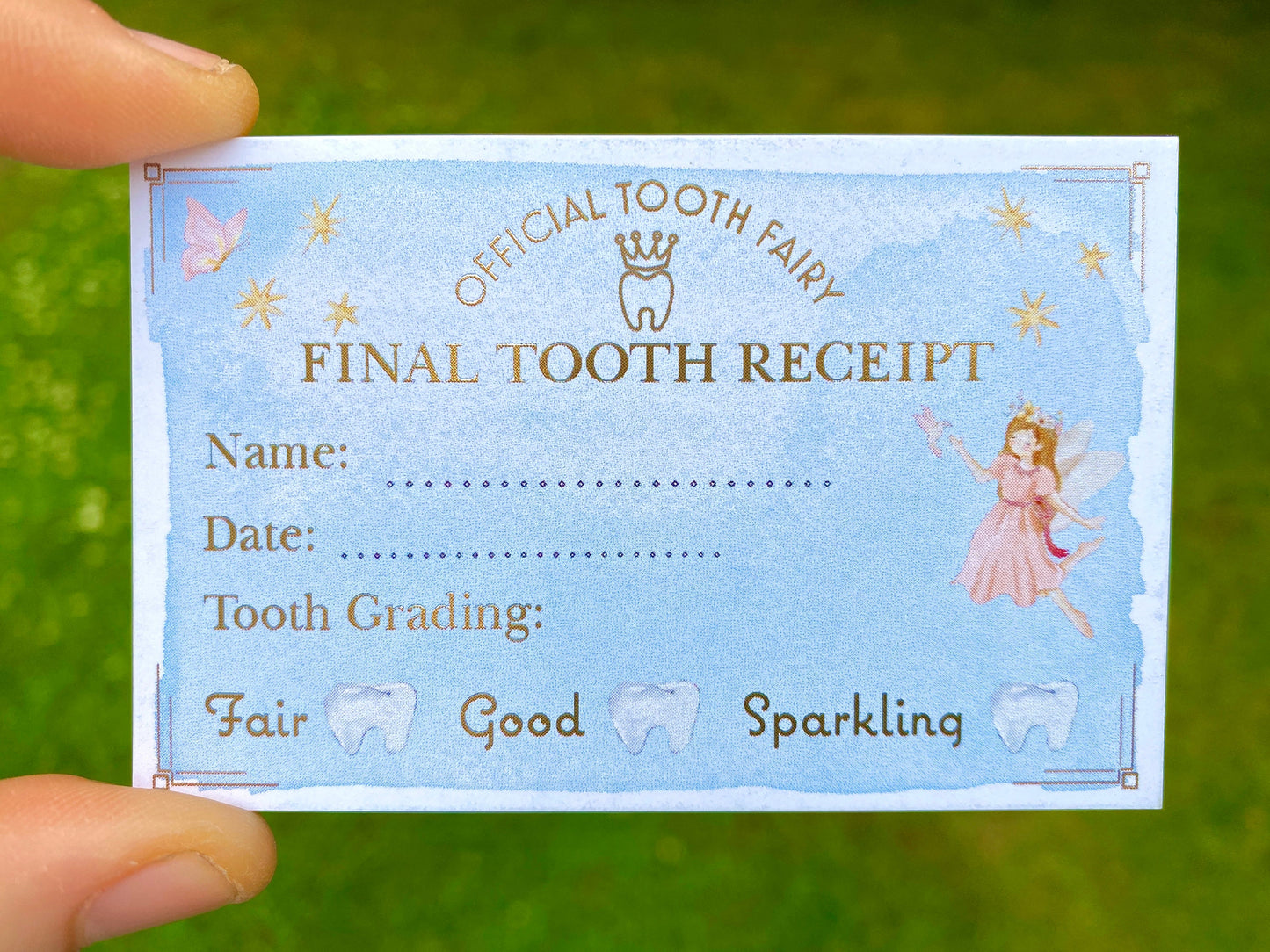 LAST TOOTH- Tooth Fairy Collection Certificate! Lost Tooth Receipt -Tooth Fairy Receipt! Lovely Tooth Fairy Visit Keepsake, Tooth Fairy Gift