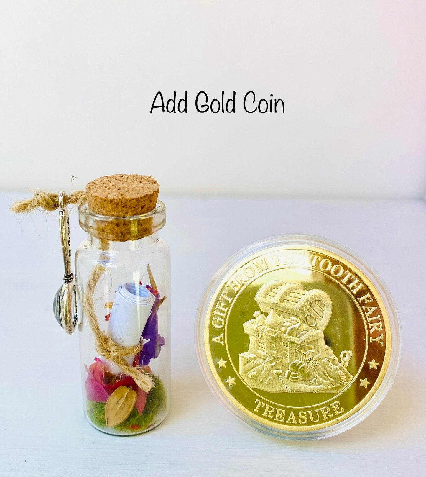 Personalized Tooth Fairy Letter in a Bottle with Silver Magnifying Glass