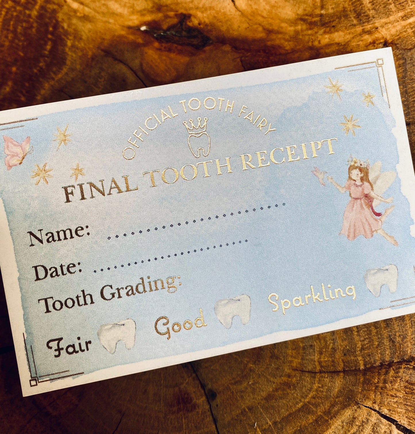 LAST TOOTH- Tooth Fairy Collection Certificate! Lost Tooth Receipt -Tooth Fairy Receipt! Lovely Tooth Fairy Visit Keepsake, Tooth Fairy Gift
