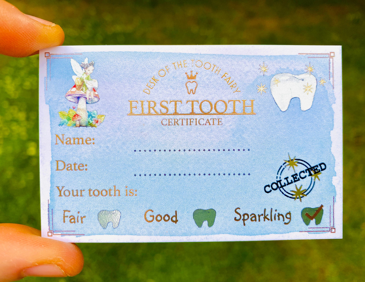 FIRST TOOTH Fairy Certificate! Lost First  Tooth Fairy Receipt! Lovely Keepsake for a child’s First Lost Tooth!