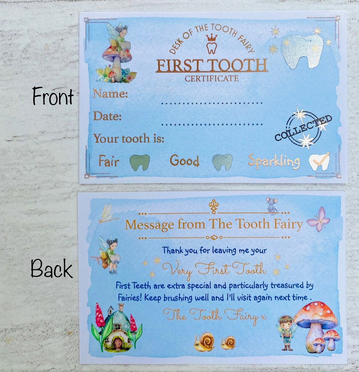 FIRST TOOTH Fairy Certificate! Lost First  Tooth Fairy Receipt! Lovely Keepsake for a child’s First Lost Tooth!