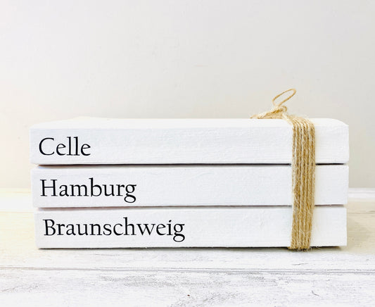 Special LOCATIONS Personalised Book Stack! White Book Stacks- home decor ornament, coffee table bookshelf decor, wedding decor