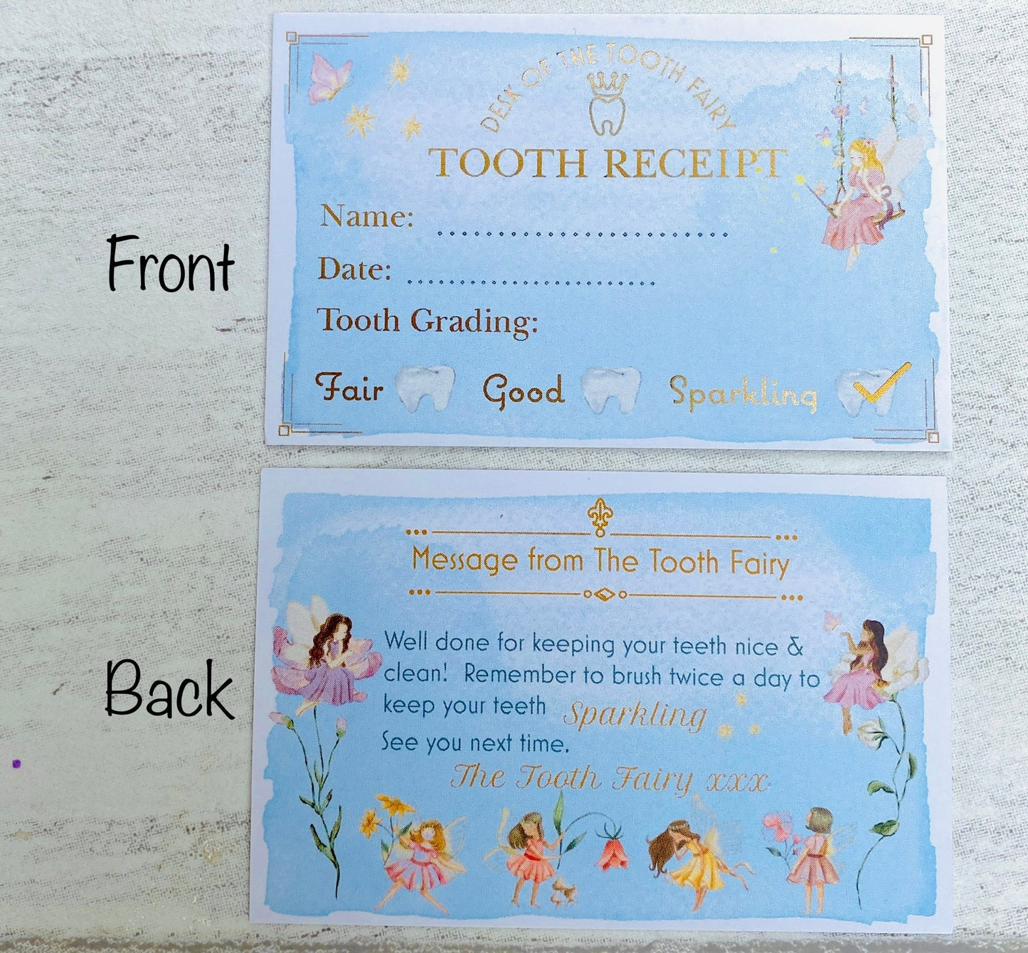 Tooth Fairy Receipt: Metallic Tooth Collection Certificate