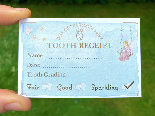 Tooth Fairy Receipt: Metallic Tooth Collection Certificate