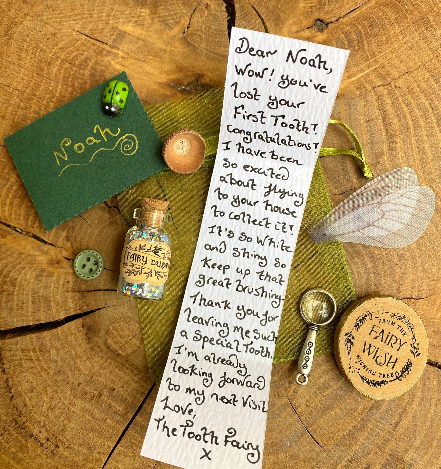 FIRST TOOTH Boy’s Tooth Fairy Gift Set- with First Tooth Coin, Tooth Fairy Letter, Fairy Dust and Fairy Gifts