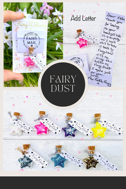 Star Fairy Dust Bottles - Fairy Dust & Tooth Fairy Letter- Tooth Fairy Gift or Fairy Party Bag Fillers -mini Fairy Dust Glitter Bottle