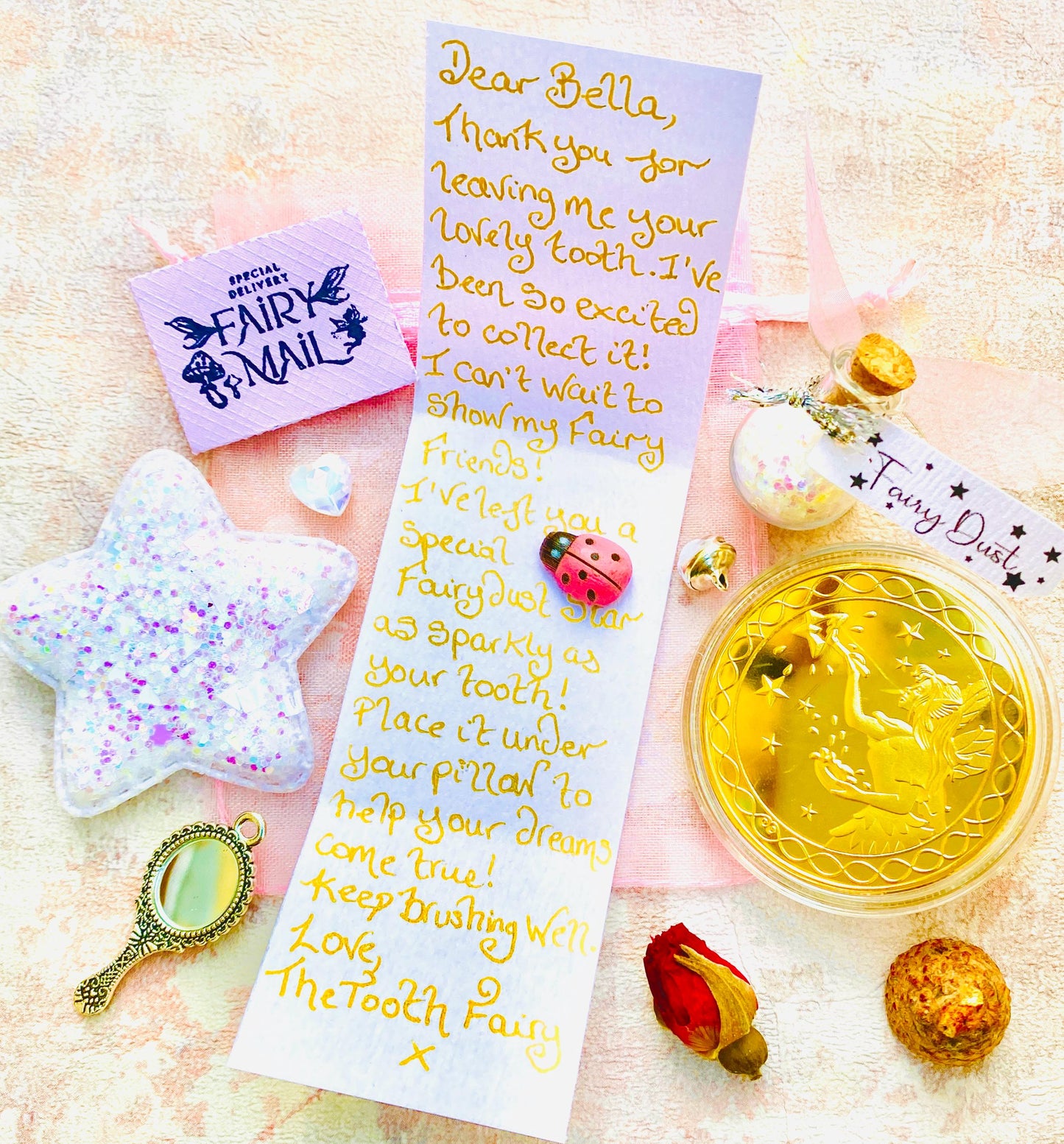 Tooth Fairy Kit & Fairy Dust Bottle! Tooth Fairy Letter. Tooth Fairy Set with Tooth Fairy Gold Coin, Tooth Fairy Gifts, First Tooth Fairy
