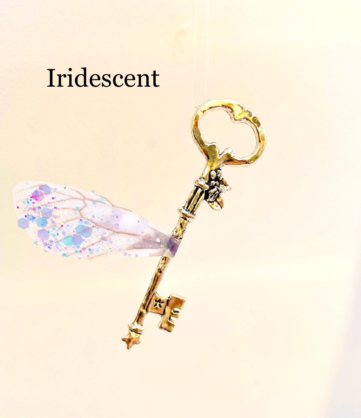 Large Silver Flying Key: Whimsical Fairy Winged Decor