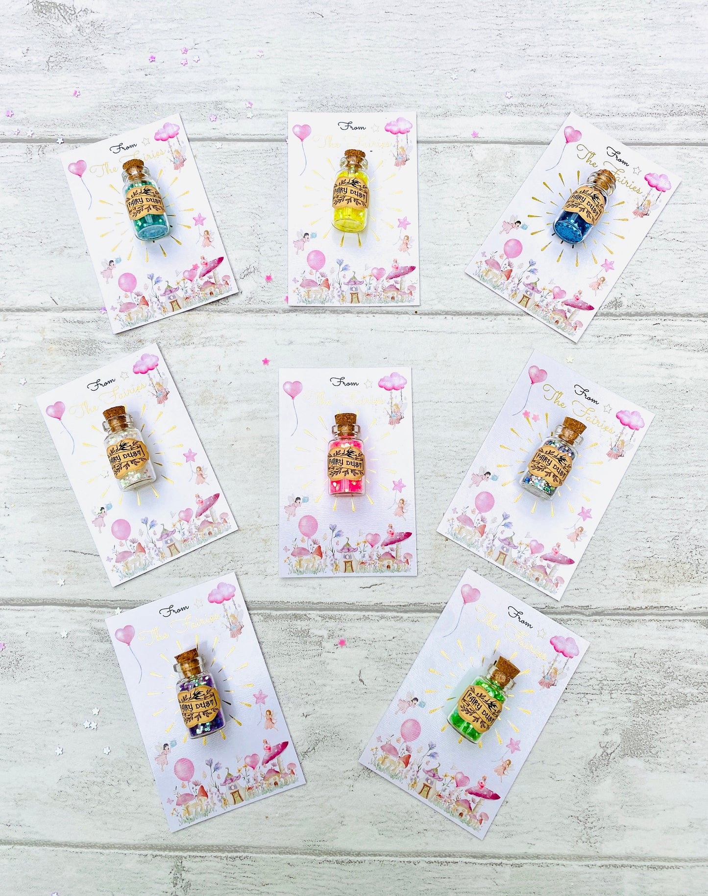 5 Fairy Party Bag Fillers- Fairy Dust Bottles perfect for a Fairy Party or Wedding Favours -mini Fairy Dust Bottles! Fairy Party Decorations