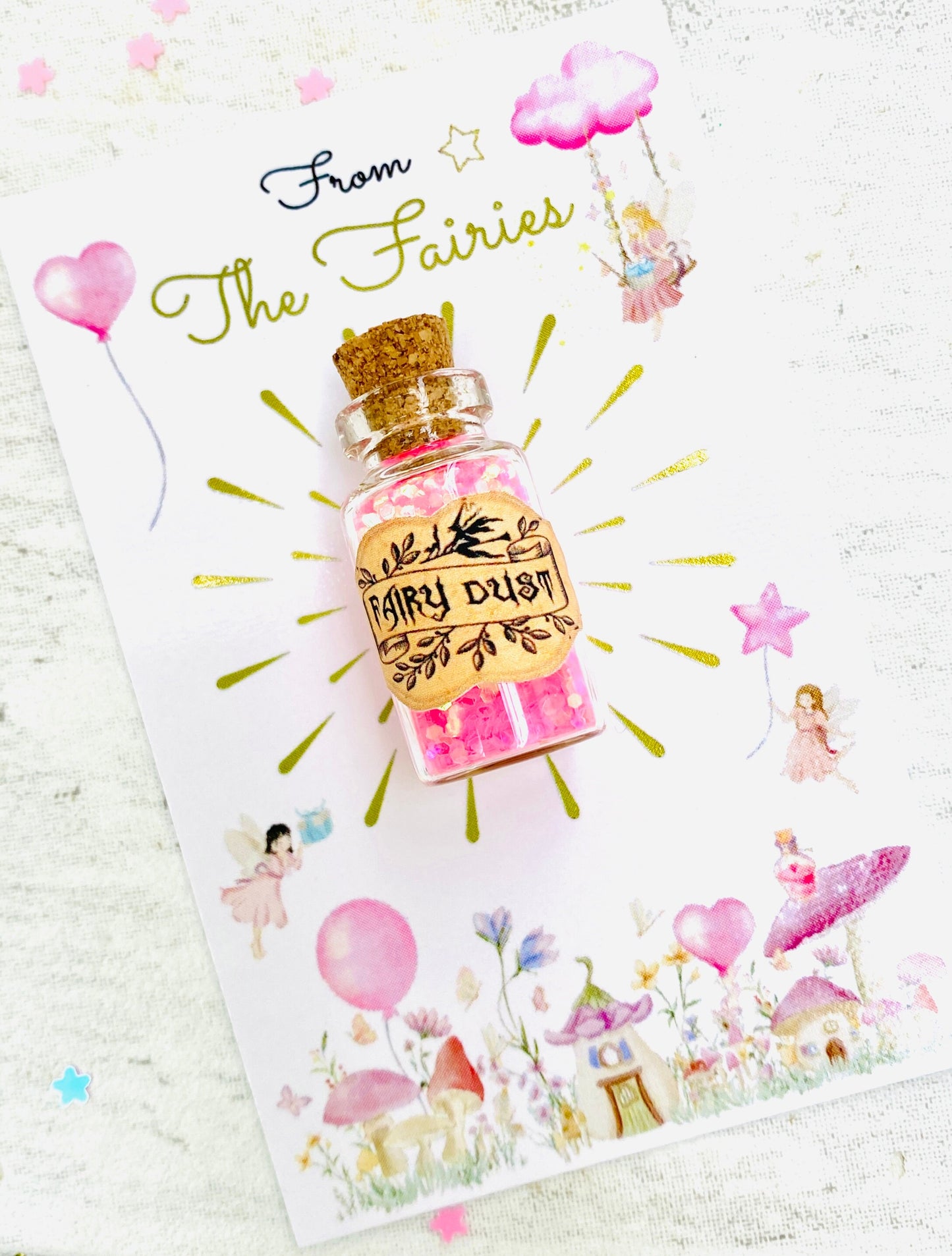 5 Fairy Party Bag Fillers- Fairy Dust Bottles perfect for a Fairy Party or Wedding Favours -mini Fairy Dust Bottles! Fairy Party Decorations