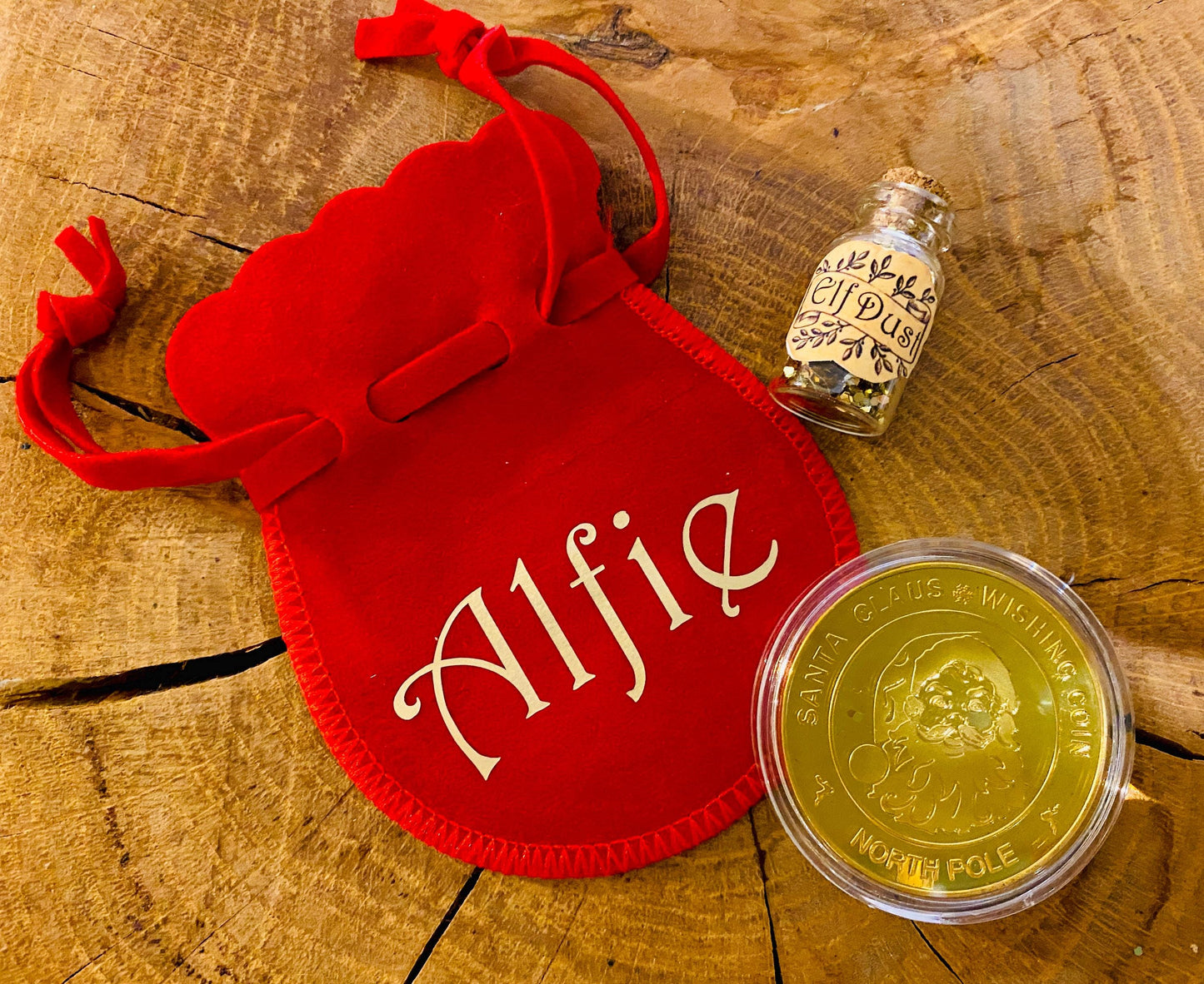 Gold Santa Coin! Personalised Christmas Eve Stocking Filler with Elf Dust.