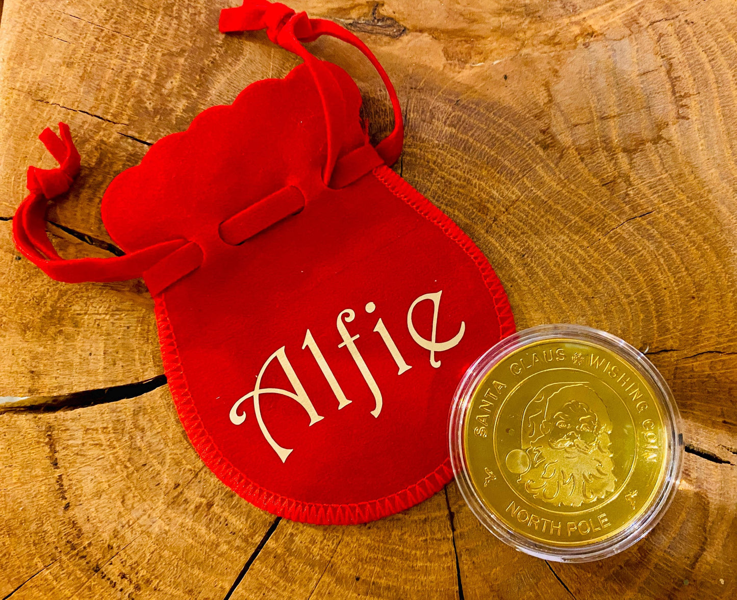 Gold Santa Coin! Personalised Christmas Eve Stocking Filler with Elf Dust.