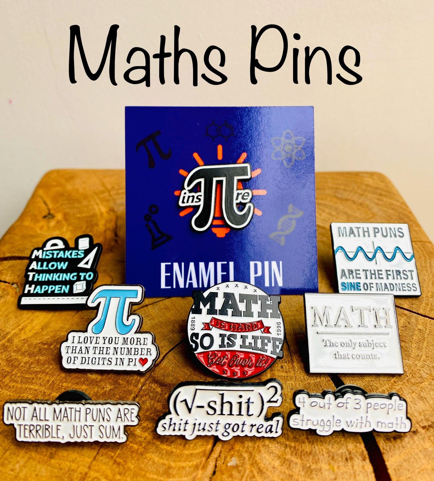 Maths Enamel Pin for maths student, teacher badge gift, end of term present, starting university, back to school gift math student! Pi Day
