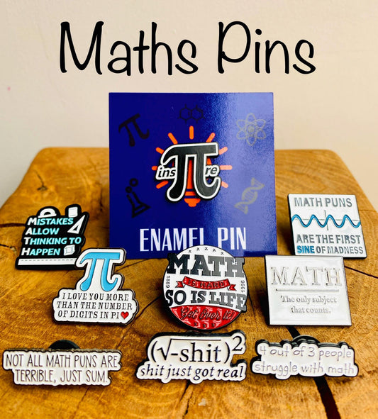 Maths Enamel Pin for maths student, teacher badge gift, end of term present, starting university, back to school gift math student! Pi Day