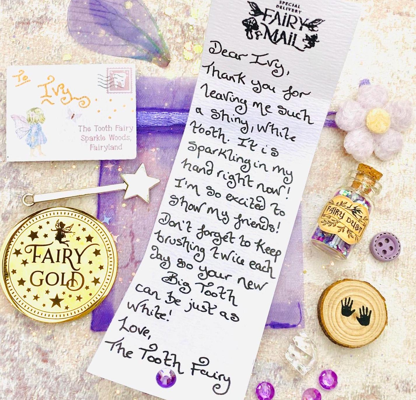 Tooth Fairy Kit: Letter, Fairy Dust, Tooth Fairy Gold Coin! First Tooth Fairy