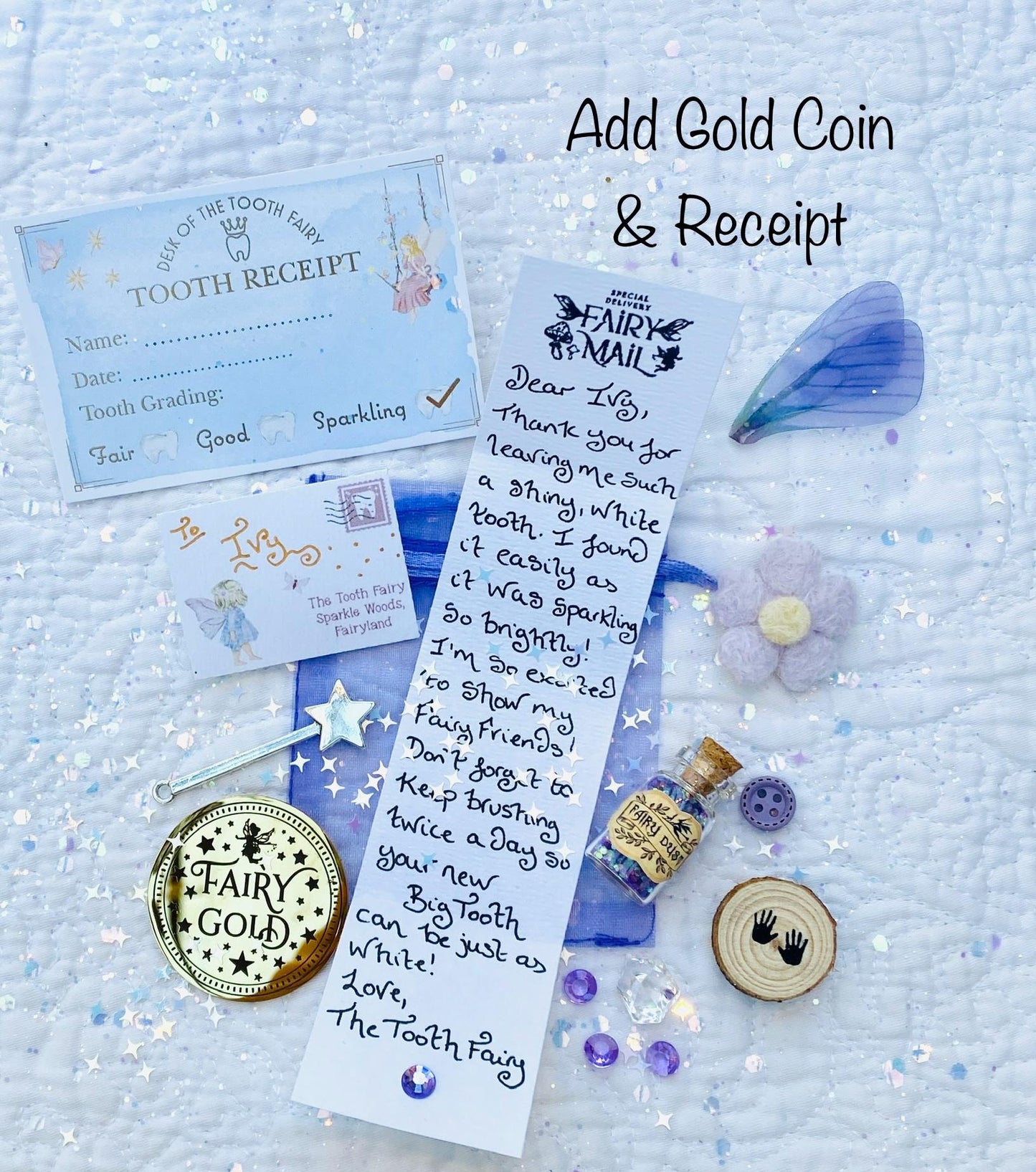 Tooth Fairy Kit: Letter, Fairy Dust, Tooth Fairy Gold Coin! First Tooth Fairy